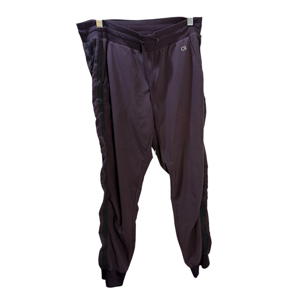 GapFit Womens Purple Jogger Pants With Black Side Stripe Ribbed Waistband & Cuff